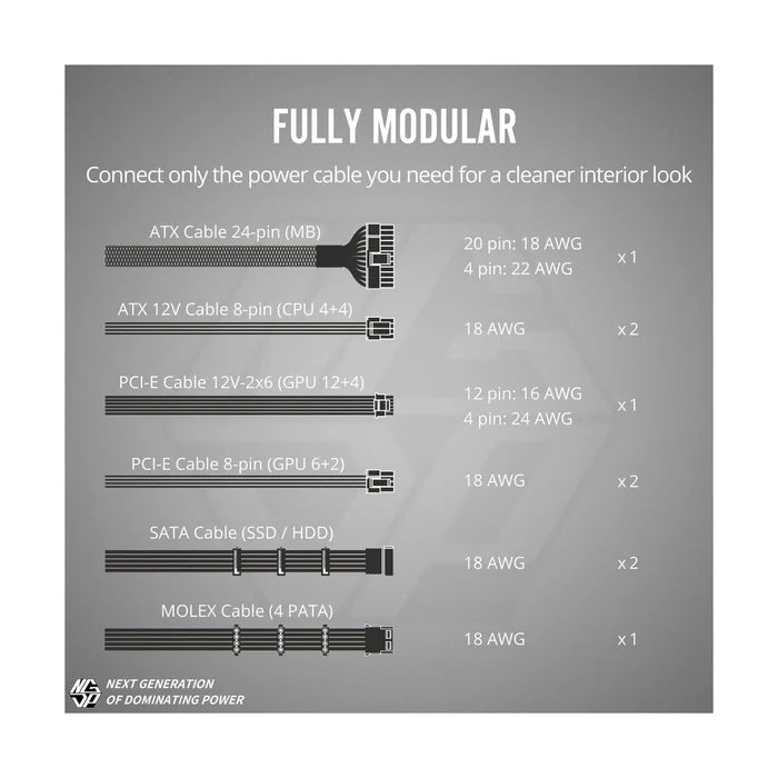 1st Player NGDP 850W 80 Plus Gold Fully Modular PSU - PakByte Computers