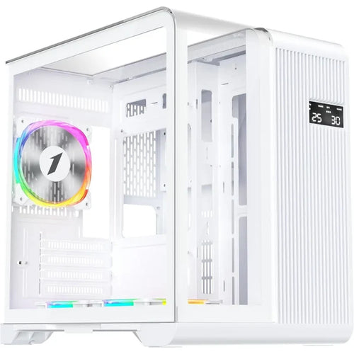 1st Player RT5 ARGB Micro-ATX Dual Chamber PC Gaming Case - White - PakByte Computers