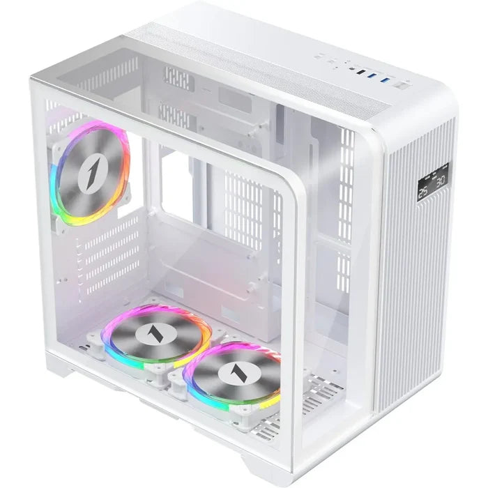 1st Player RT5 ARGB Micro-ATX Dual Chamber PC Gaming Case - White - PakByte Computers
