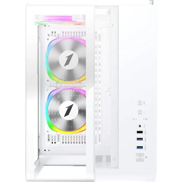 1st Player RT5 ARGB Micro-ATX Dual Chamber PC Gaming Case - White - PakByte Computers
