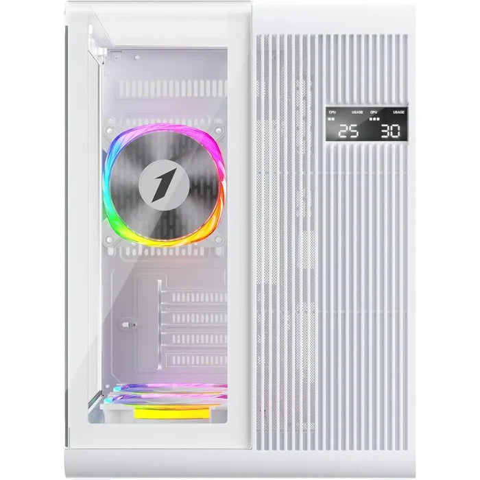 1st Player RT5 ARGB Micro-ATX Dual Chamber PC Gaming Case - White - PakByte Computers