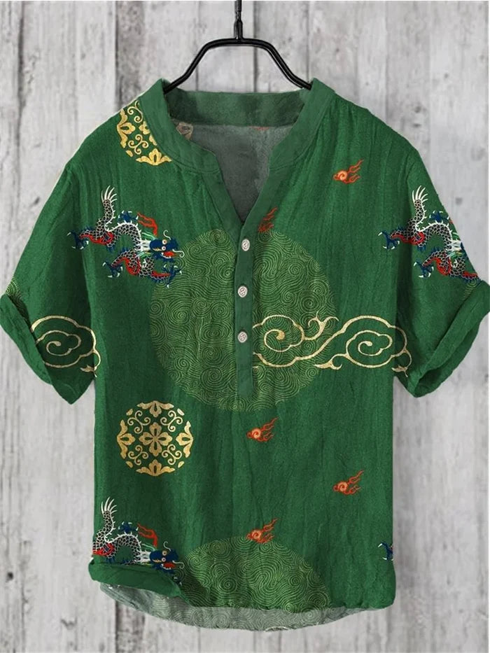 2024 New Men's Linen Shirt Men's Spring and Summer Hawaiian Casual Vacation Style Top 5XL Size