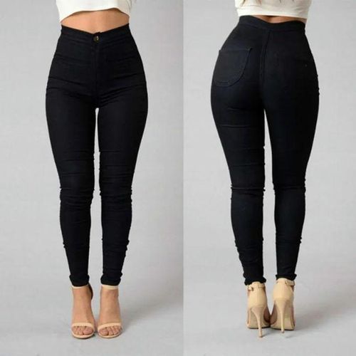 3 Pack Of High Waist Women's Jeans - Black, dark Blue & Maroon.