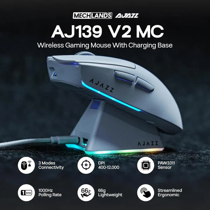 Ajazz AJ139 V2 MC Gaming Mouse with Charging Base - Red