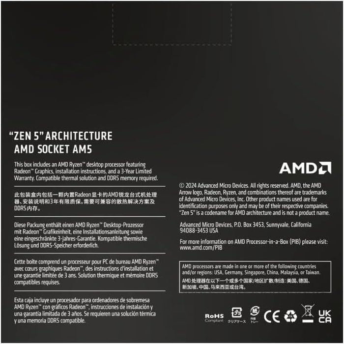 AMD Ryzen 5 9600X 6-Core, 12-Thread Unlocked Desktop Processor - Tray