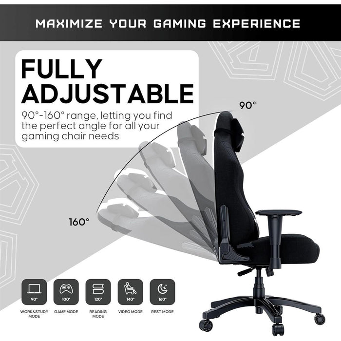 Anda Seat Luna Large Fabric Gaming Chair - Black - PakByte
