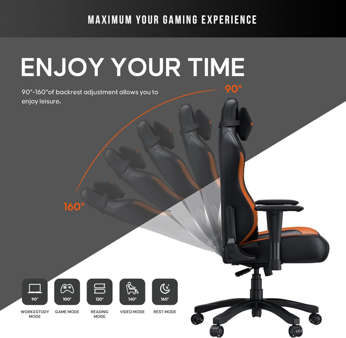 Anda Seat Luna Large Gaming Chair - Black/Orange - PakByte Computers