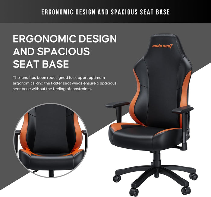 Anda Seat Luna Large Gaming Chair - Black/Orange - PakByte Computers