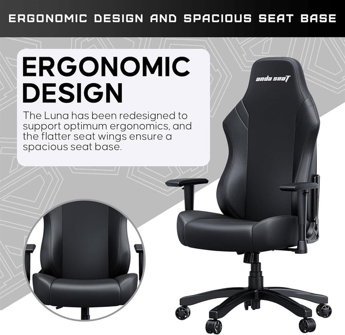 Anda Seat Luna Large PVC Leather Gaming Chair - Black