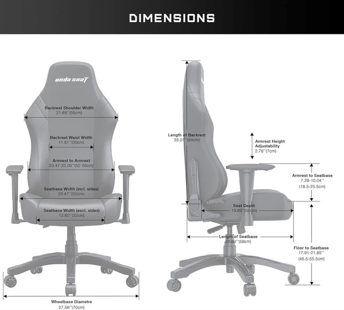 Anda Seat Luna Large PVC Leather Gaming Chair - Black