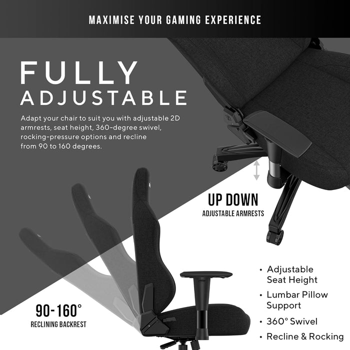 Anda Seat Phantom 3 XL Fabric Gaming Chair - Black - PakByte