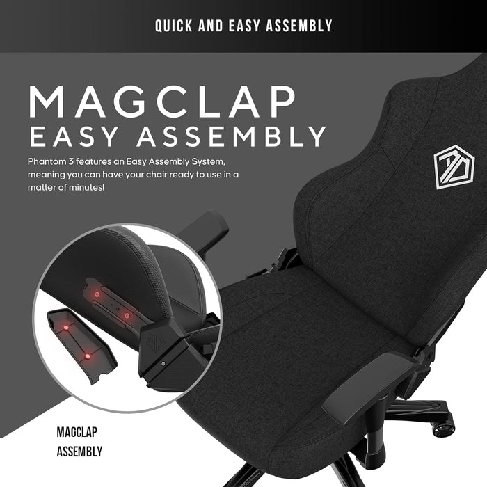 Anda Seat Phantom 3 XL Fabric Gaming Chair - Black - PakByte