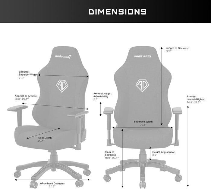 Anda Seat Phantom 3 Leather Gaming Chair - Black/Gold - PakByte
