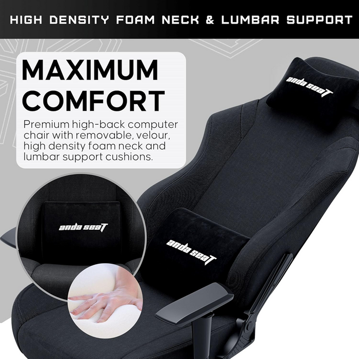 AndaSeat Luna Pro Gaming Chair with Footrest – Grey Fabric - PakByte Computers