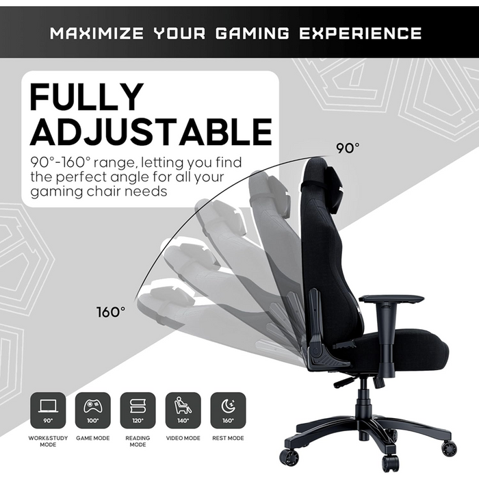 AndaSeat Luna Pro Gaming Chair with Footrest – Grey Fabric - PakByte Computers