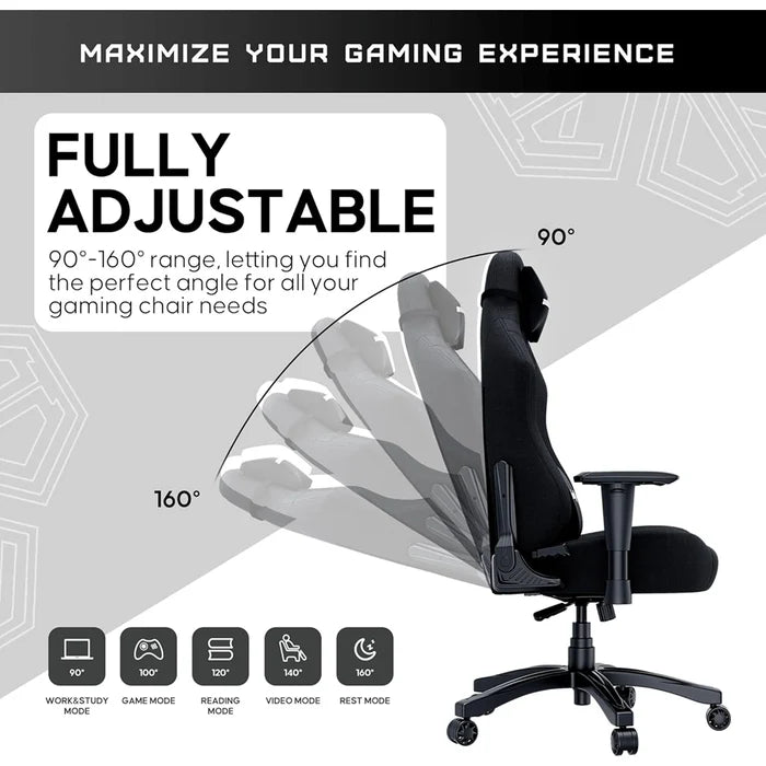 AndaSeat Luna Pro Large Gaming Chair with Footrest – Black Fabric - PakByte Computers
