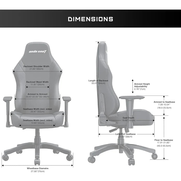 AndaSeat Luna Pro Large Gaming Chair with Footrest – Black Fabric - PakByte Computers