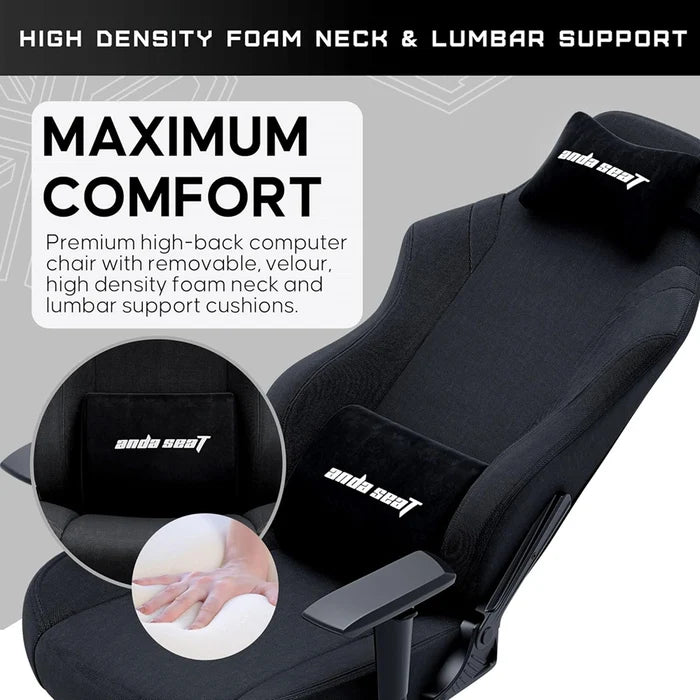 AndaSeat Luna Pro Large Gaming Chair with Footrest – Black Fabric - PakByte Computers