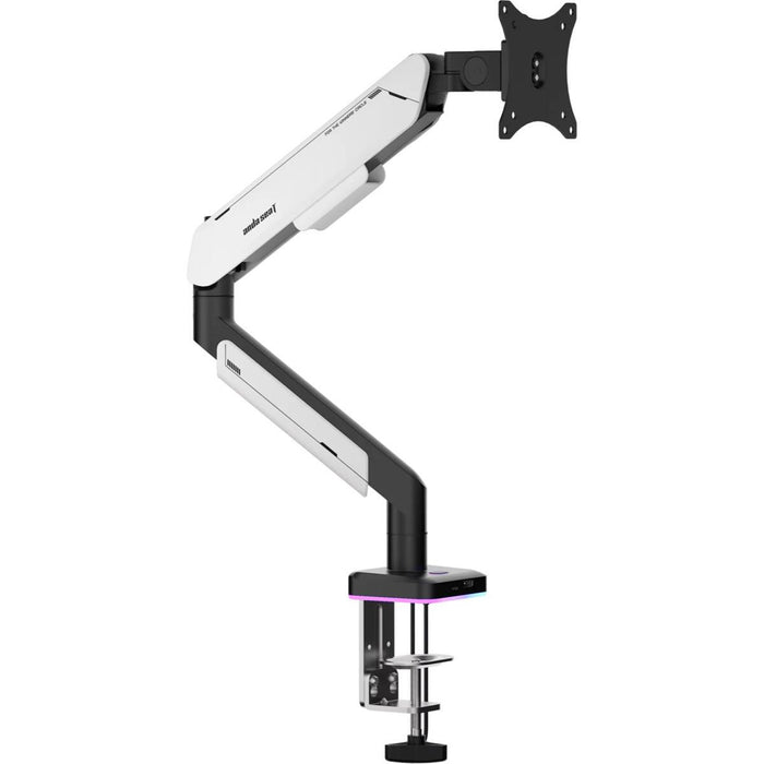 AndaSeat Stealth Pro II RGB Ergonomic Single Monitor Arm - Black/White - PakByte Computers