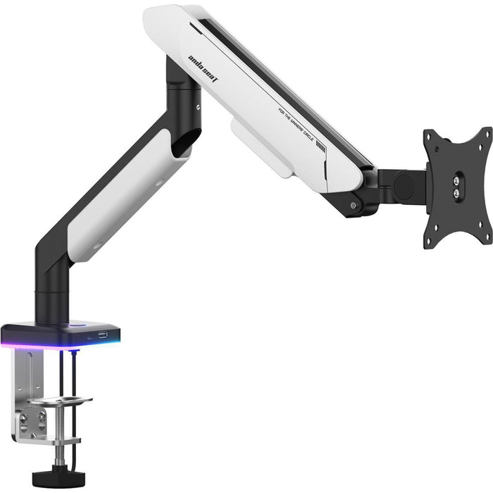 AndaSeat Stealth Pro II RGB Ergonomic Single Monitor Arm - Black/White - PakByte Computers