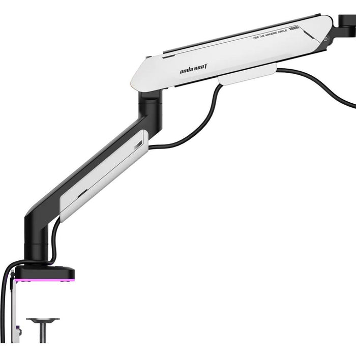 AndaSeat Stealth Pro II RGB Ergonomic Single Monitor Arm - Black/White - PakByte Computers