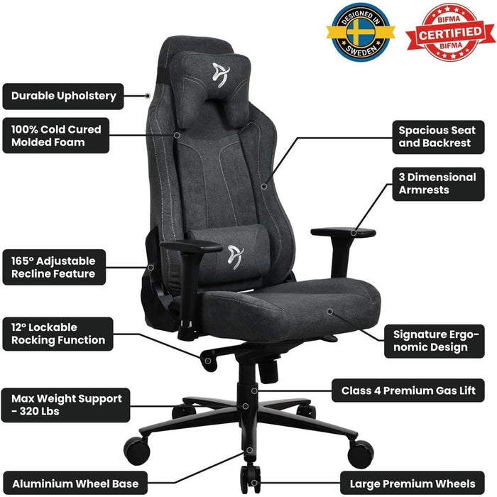 Arozzi Vernazza Soft Fabric Durable Ergonomic Office and Gaming Chair - Dark Gray - PakByte Computers