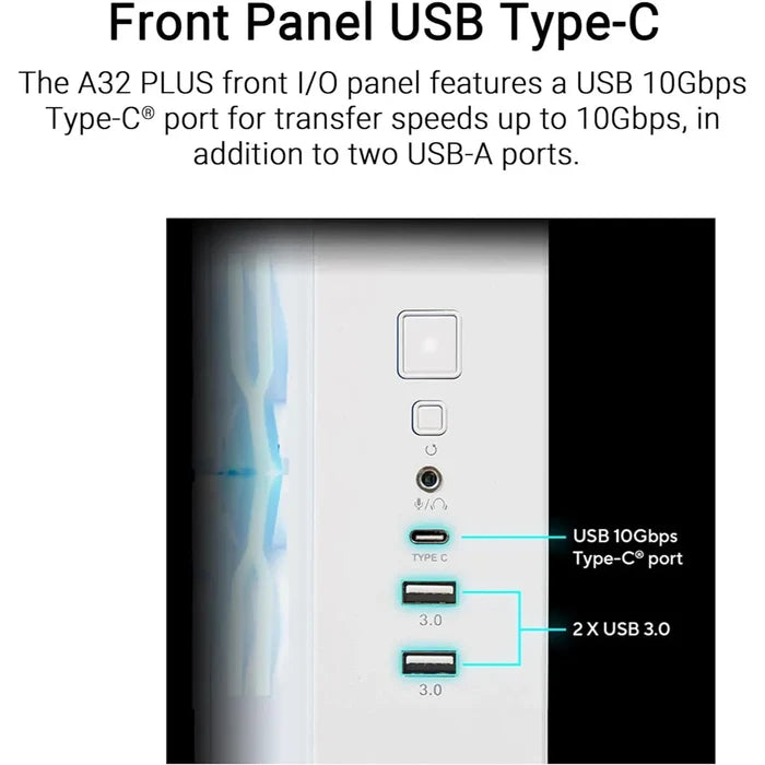 Asus A32 Plus TG ARGB White Mid-Tower ATX Case - White - PakByte Computers