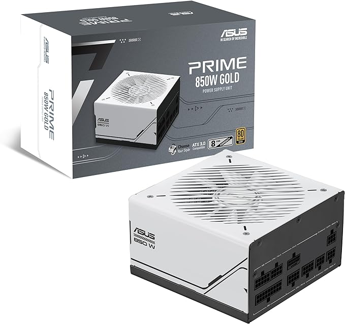 ASUS Prime 850W Gold, ATX 3.0, Fully Modular, 80+ Gold, Dual Ball Bearingsy - PakByte Computers
