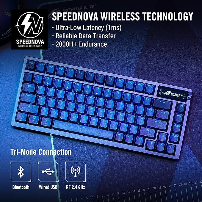 ASUS ROG Azoth 75% Wireless DIY Gaming Keyboard with OLED Display and Hot-Swappable NX Red Switches - PakByte Computers