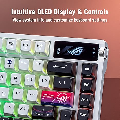 ASUS ROG Azoth X M704 Wireless Mechanical Gaming Keyboard 75% TKL NX V2 Snow Linear Switches - White - PakByte Computers