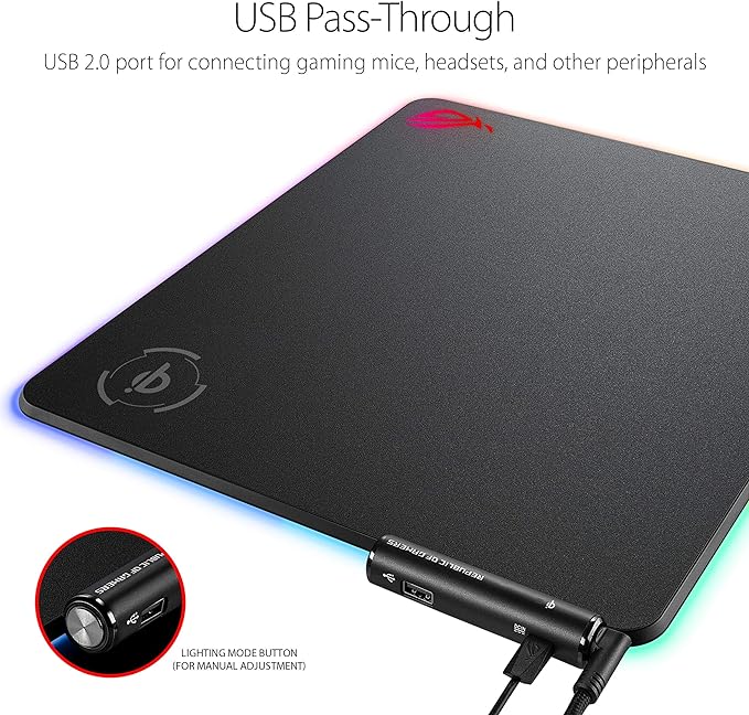ASUS ROG Balteus Qi Vertical Gaming Mouse Pad with Wireless Charging, Aura Sync RGB Lighting, and USB Pass-Through - PakByte Computers