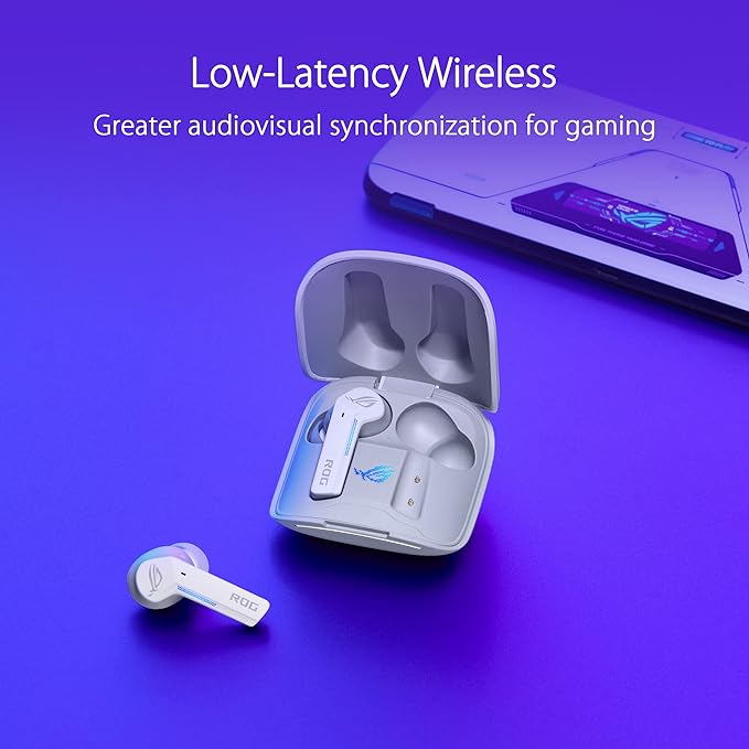ASUS ROG Cetra True Wireless Gaming Headphones - Low Latency, IPX4, Wireless Charging - White - PakByte Computers