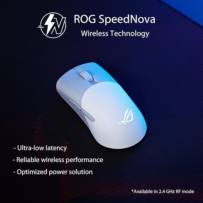 Asus ROG Keris Wireless Mouse: Triple Connectivity, 36K DPI, 5 Buttons, SpeedNova, Replaceable Switches, Paracord,white. - PakByte Computers