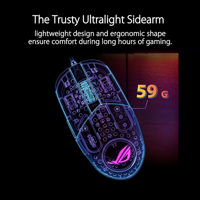 ASUS ROG Strix Impact III Gaming Mouse: Wired, Lightweight, 12K DPI, Programmable Buttons, Replaceable Switches, FPS, Black. - PakByte Computers