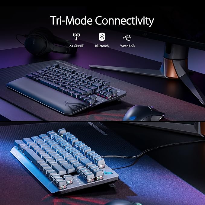 ASUS ROG Strix Scope RX TKL Wireless Deluxe,PBT Keycaps, RGB, Wrist Rest, Black - PakByte Computers