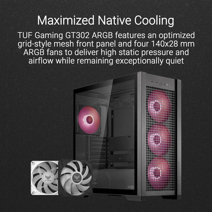 Asus Tuf Gaming GT302 ARGB Mid-Tower ATX Case - Black - PakByte Computers