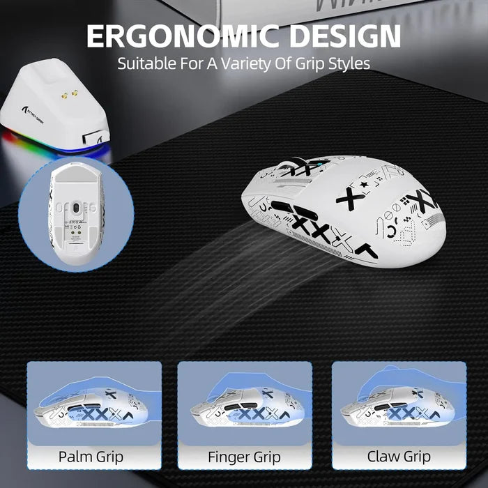 Attack Shark G3 Pro Wireless Gaming Mouse with Charging Dock - White - PakByte Computers