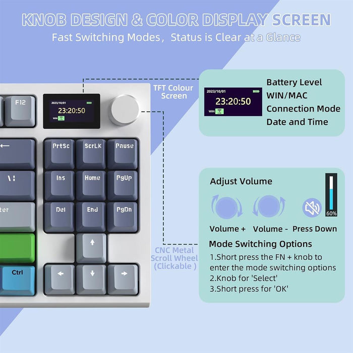 Attack Shark K86 Wireless Keyboard - Lavender Blue - PakByte Computers