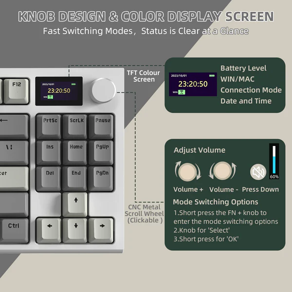 Attack Shark K86 Wireless Mechanical Keyboard - Retro Grey - PakByte Computers