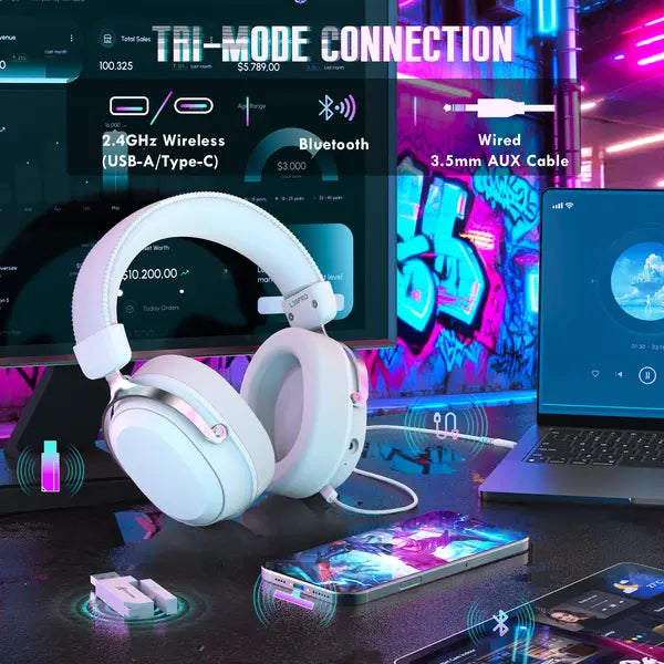 Attack Shark L30 Pro Wireless Gaming Headset - White
