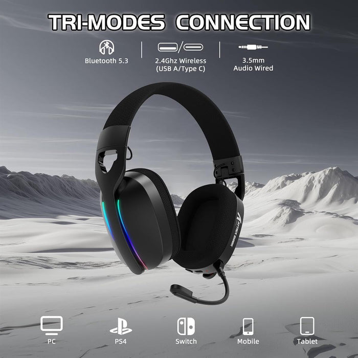 Attack Shark L90 Ultralight RGB Wireless Gaming Headset - Black