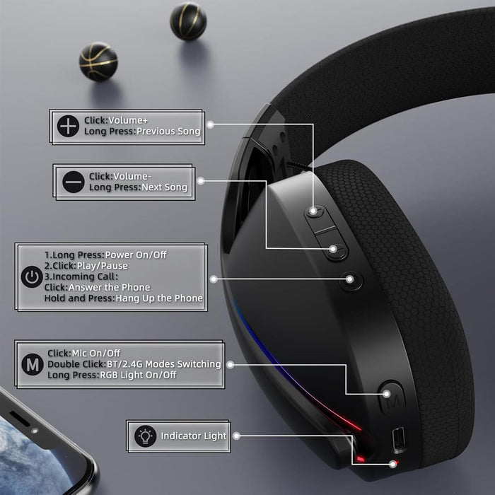 Attack Shark L90 Ultralight RGB Wireless Gaming Headset - Black