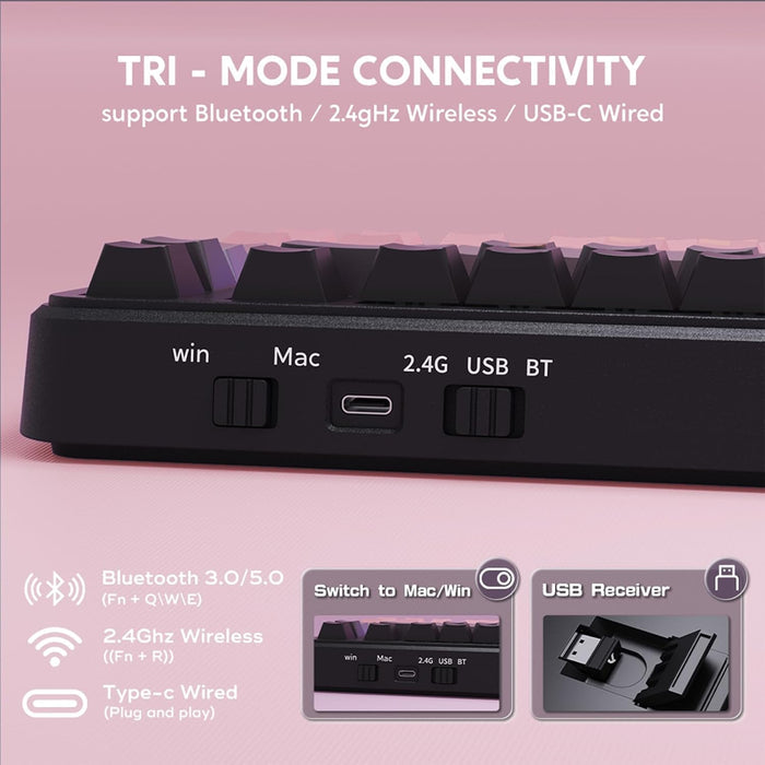 Attack Shark M86 Wireless Mechanical Keyboard - Pink Gradient