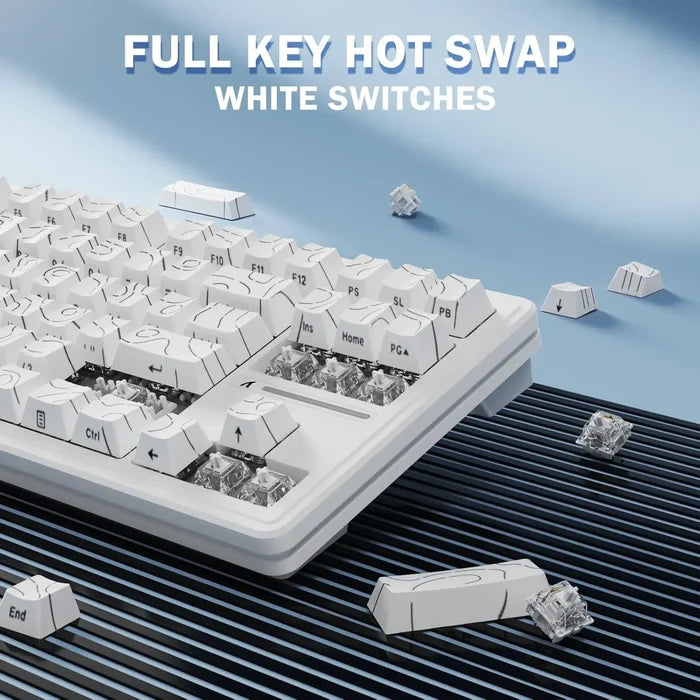 Attack Shark M87 Pro V2 Wireless Gaming Keyboard - White - PakByte Computers