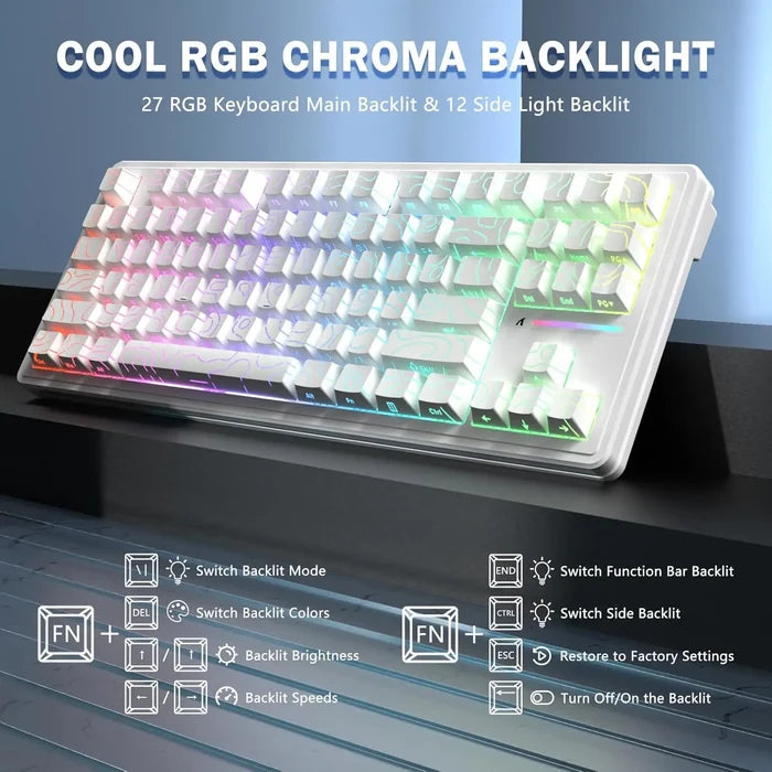 Attack Shark M87 Pro V2 Wireless Gaming Keyboard - White - PakByte Computers