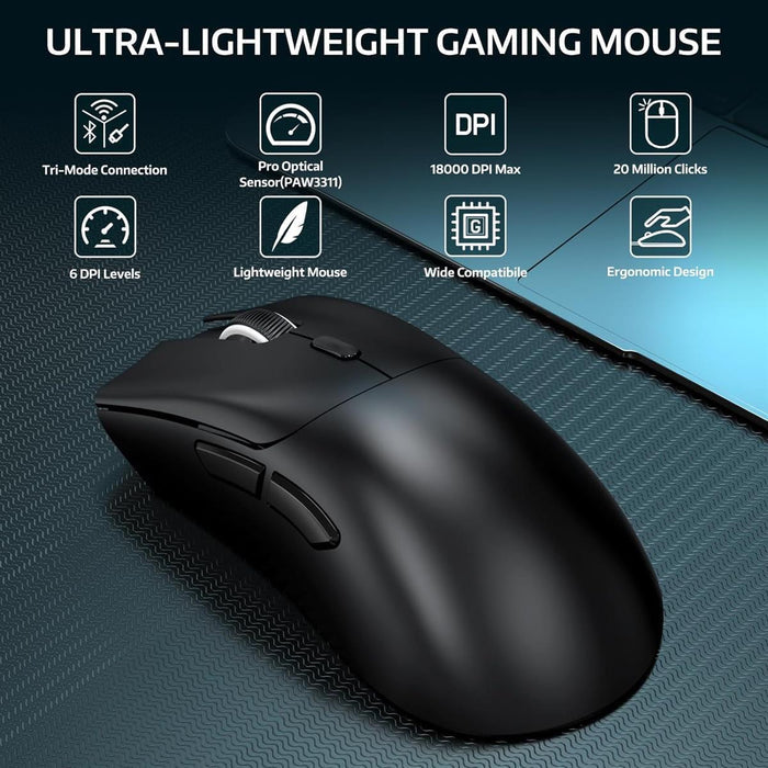 Attack Shark R1 Wireless Gaming Mouse - Black - PakByte Computers