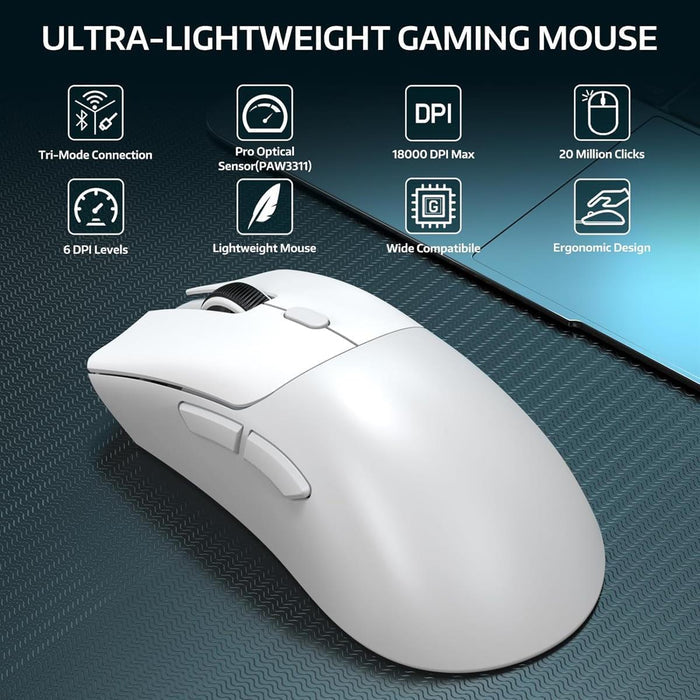 Attack Shark R1 Wireless Gaming Mouse - White - PakByte Computers