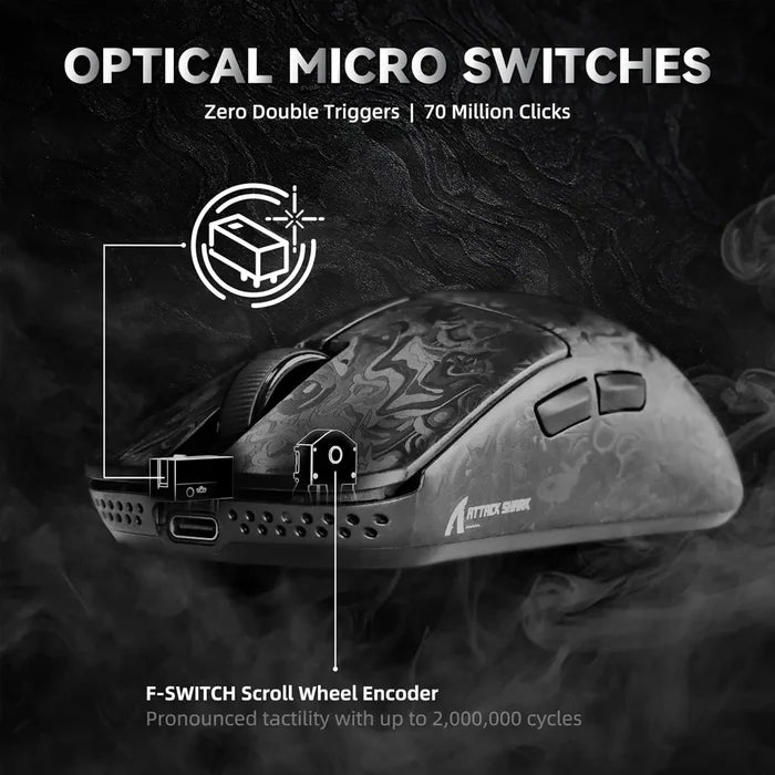 Attack Shark R11 Ultra 8K Carbon Fiber Wireless Gaming Mouse - Black Ink - PakByte Computers
