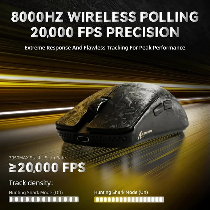 Attack Shark R11 Ultra 8K Carbon Fiber Wireless Gaming Mouse - Black Ink - PakByte Computers