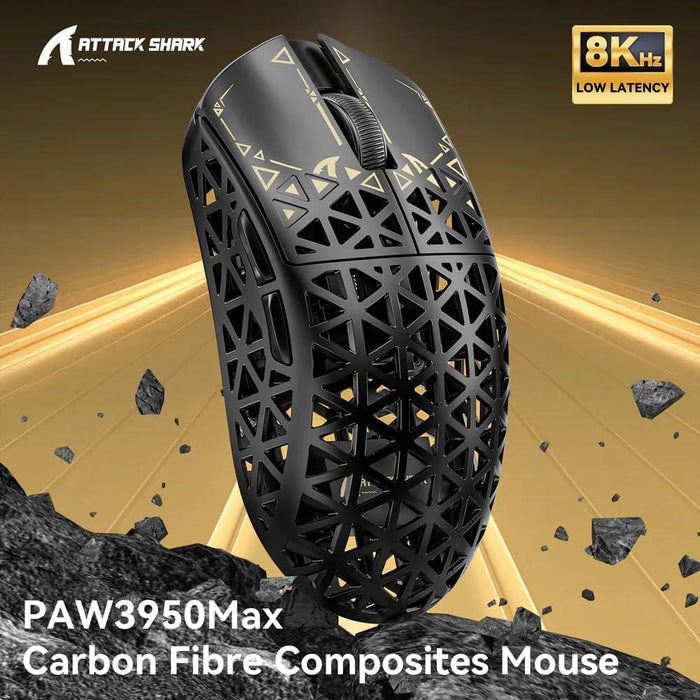 Attack Shark R5 Ultra 8K Carbon Fiber Wireless Gaming Mouse - Black - PakByte Computers